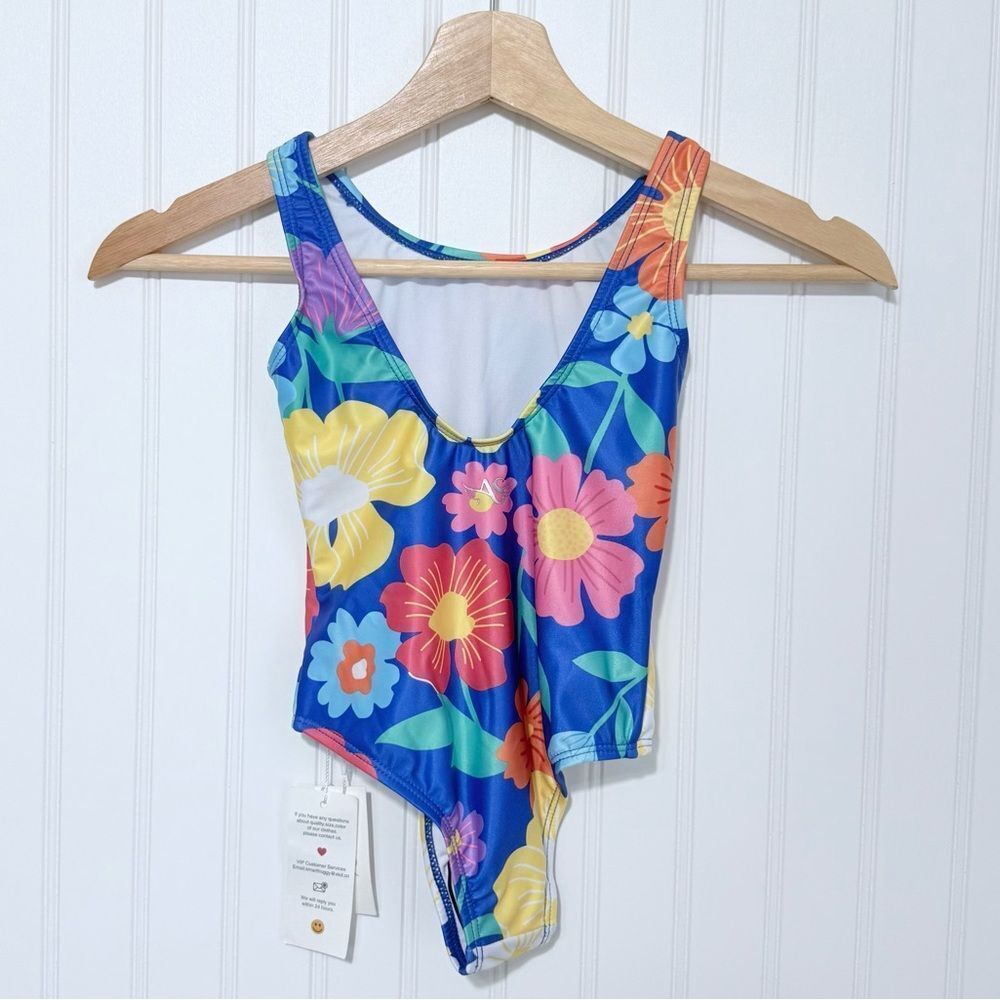 Angel Season Beach Pool Colorful Floral Kids Swimsuit - Picture 4 of 11